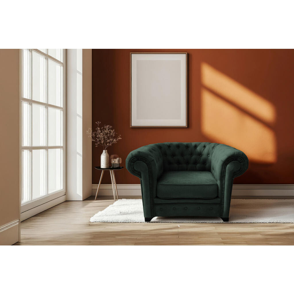Livetastic KŘESLO CHESTERFIELD, textil, kompozitní dřevo, tmavě zelená