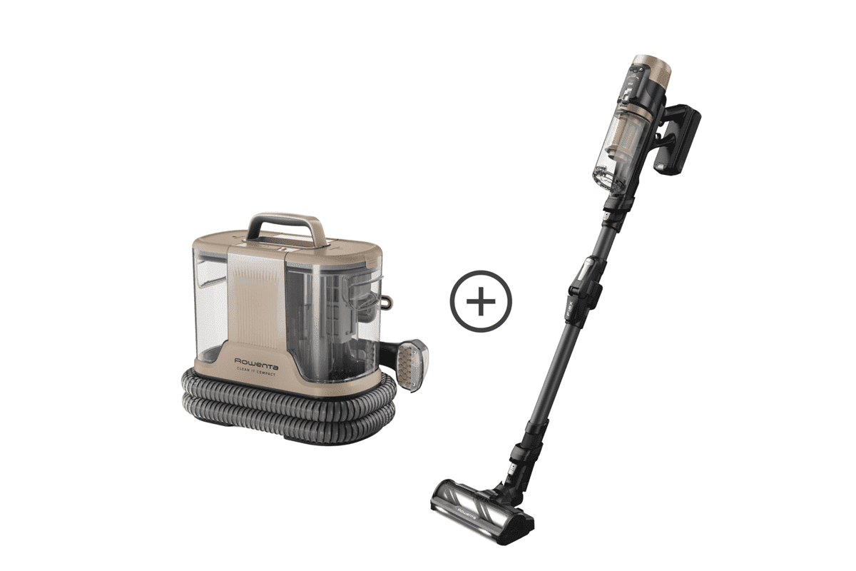 Akční set tyčový vysavač Rowenta X-Force Flex 14.80 + čistič skvrn a tepovač Rowenta Clean It IN3010