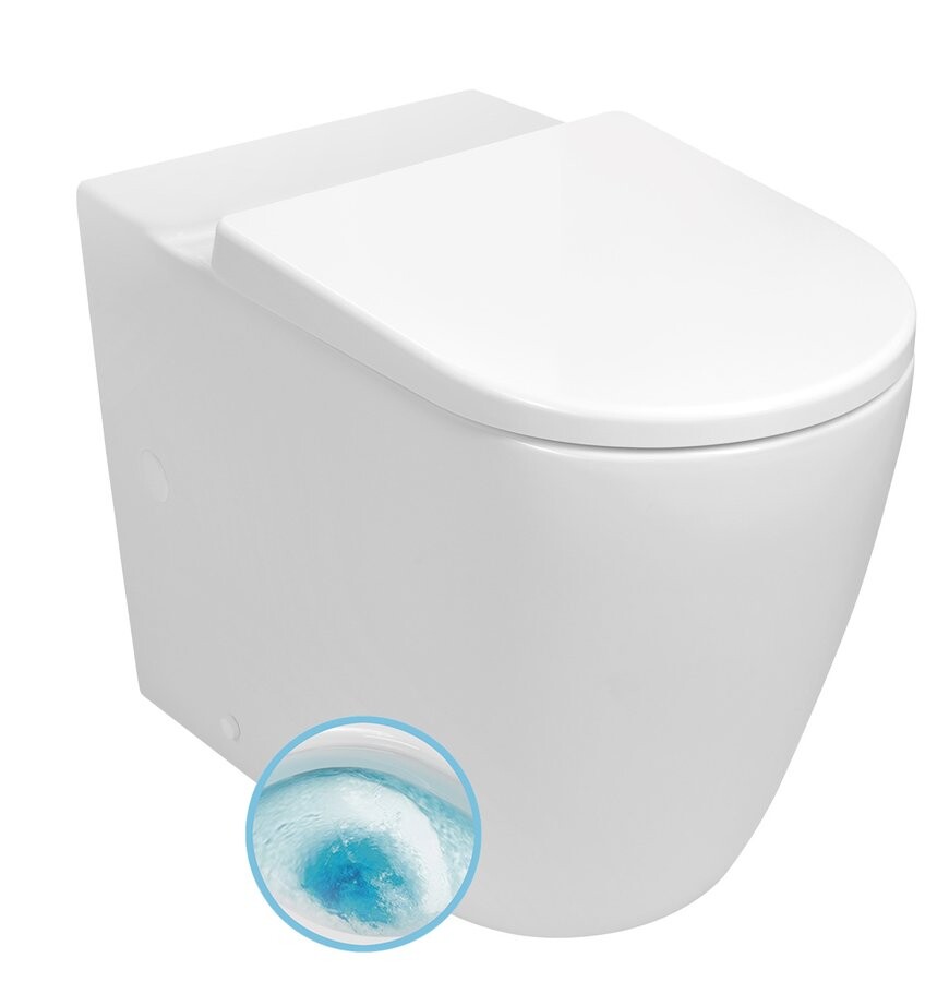 Sapho TURKU WC kombi mísa, Vortex Rimless, zvýšený sedák 64x38 cm, spodní/zadní odpad, bílá