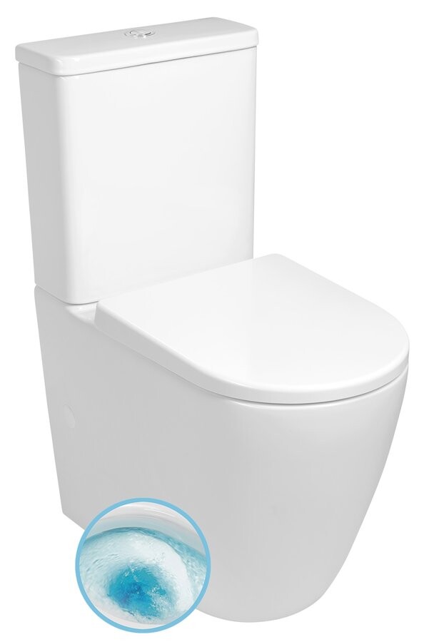 Sapho TURKU WC kombi, Vortex Rimless, spodní/zadní odpad, bílá
