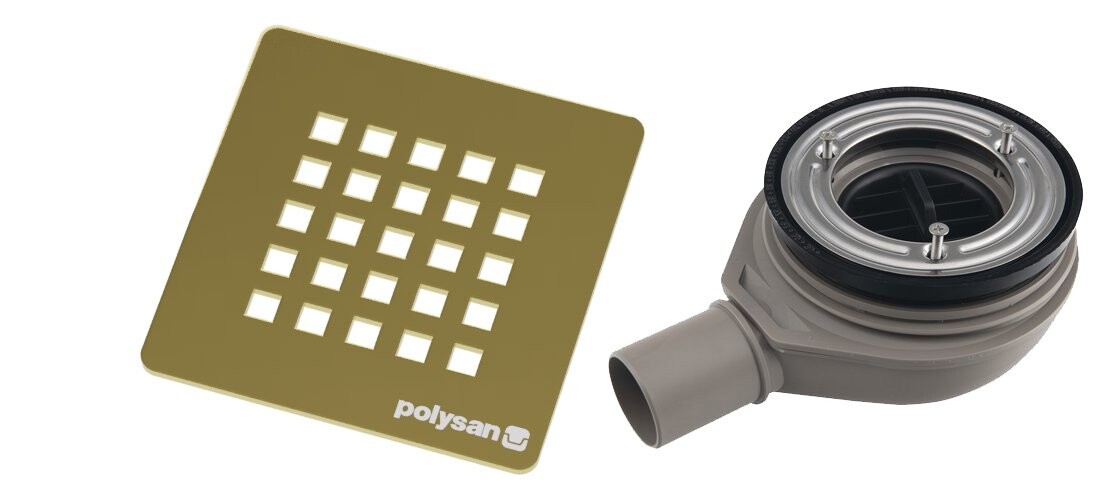 Polysan TRENECA vaničkový sifon, průměr otvoru 90mm, DN40, krytka zlato