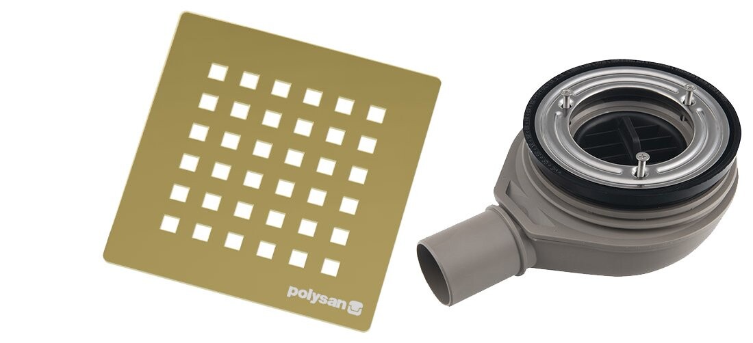 Polysan FLEXIA vaničkový sifon, průměr 90mm, DN40, krytka zlato