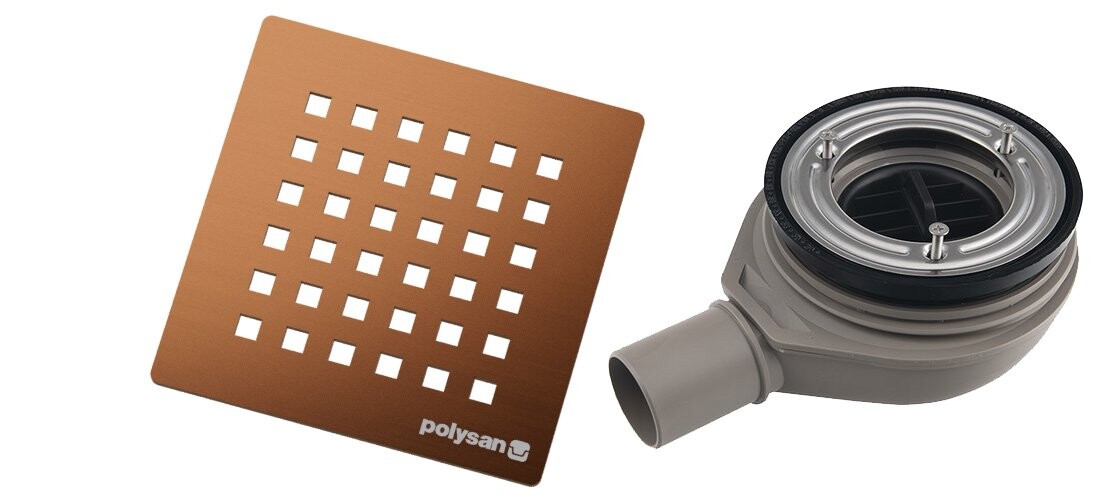 Polysan FLEXIA vaničkový sifon, průměr 90mm, DN40, krytka měď mat