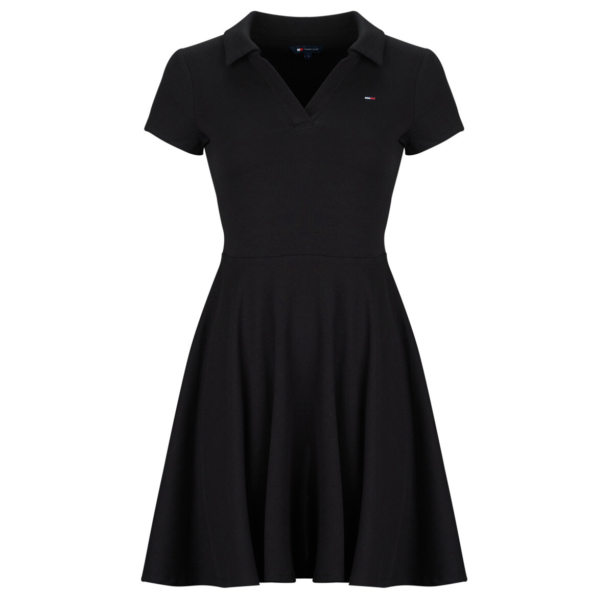 Tommy Jeans  TJW RIB F F POLO MINI DRESS EXT  Černá