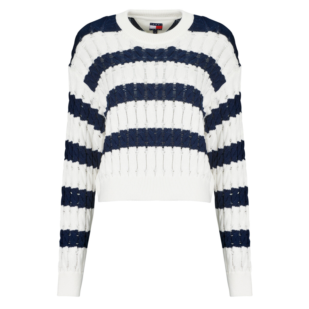 Tommy Jeans  TJW LOOSE CABLE SWEATER EXT  Bílá