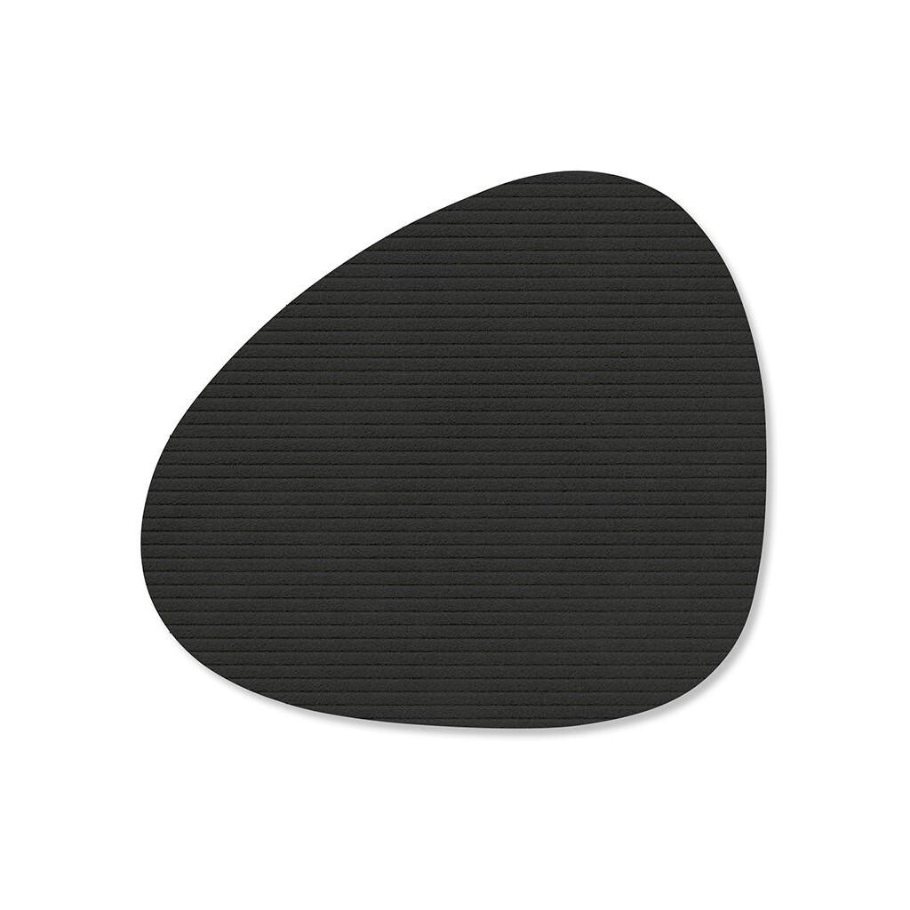Podtácek CURVE CORDUROY 11 x 13 cm, černý inkoust, kůže, LIND DNA