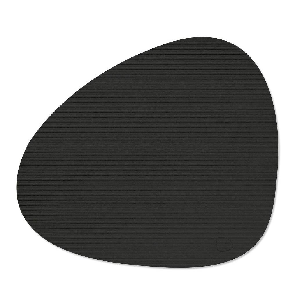 Prostírání CURVE CORDUROY 37 x 44 cm, černý inkoust, kůže, LIND DNA