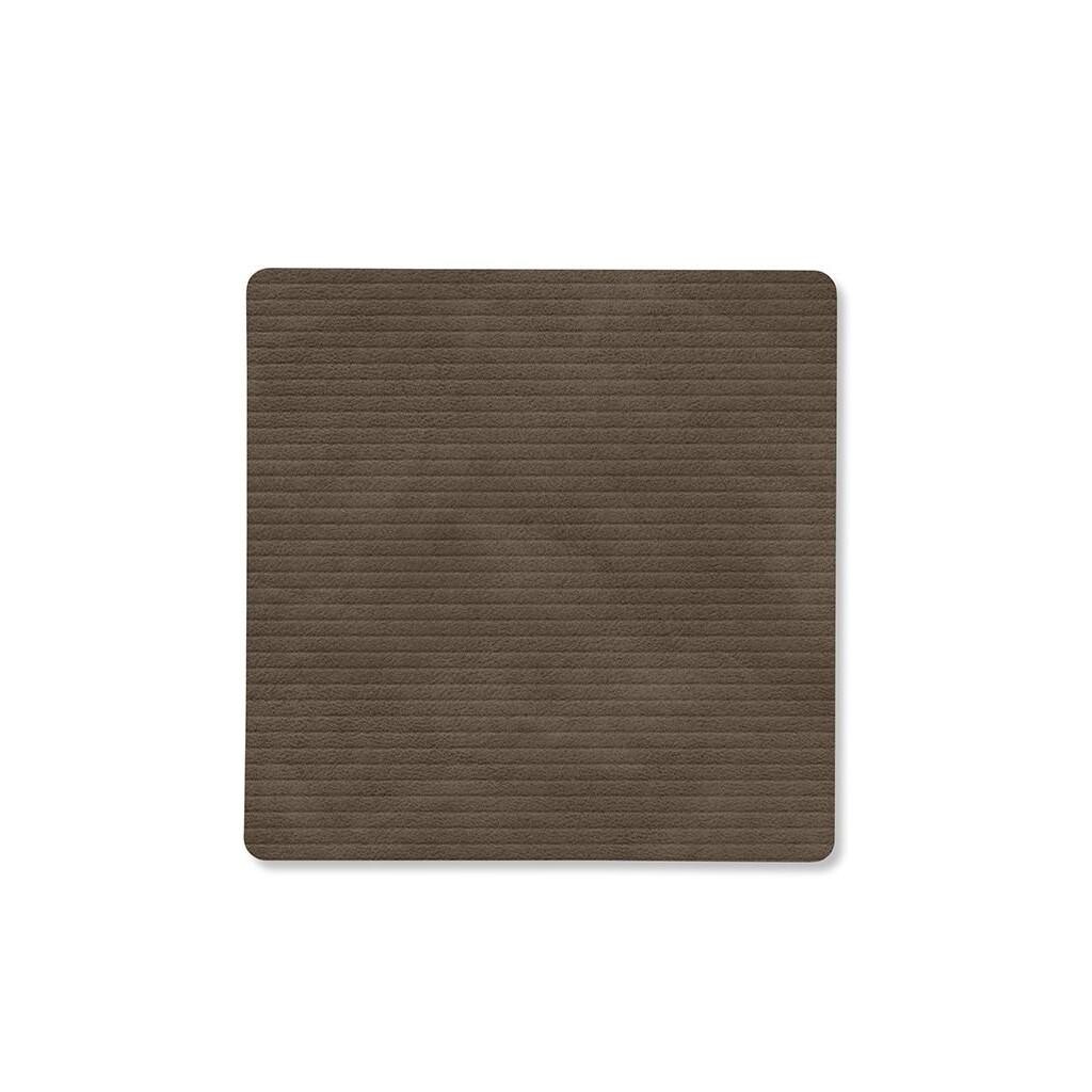 Podtácek SQUARE CORDUROY 10 x 10 cm, kaviárová, kůže, LIND DNA