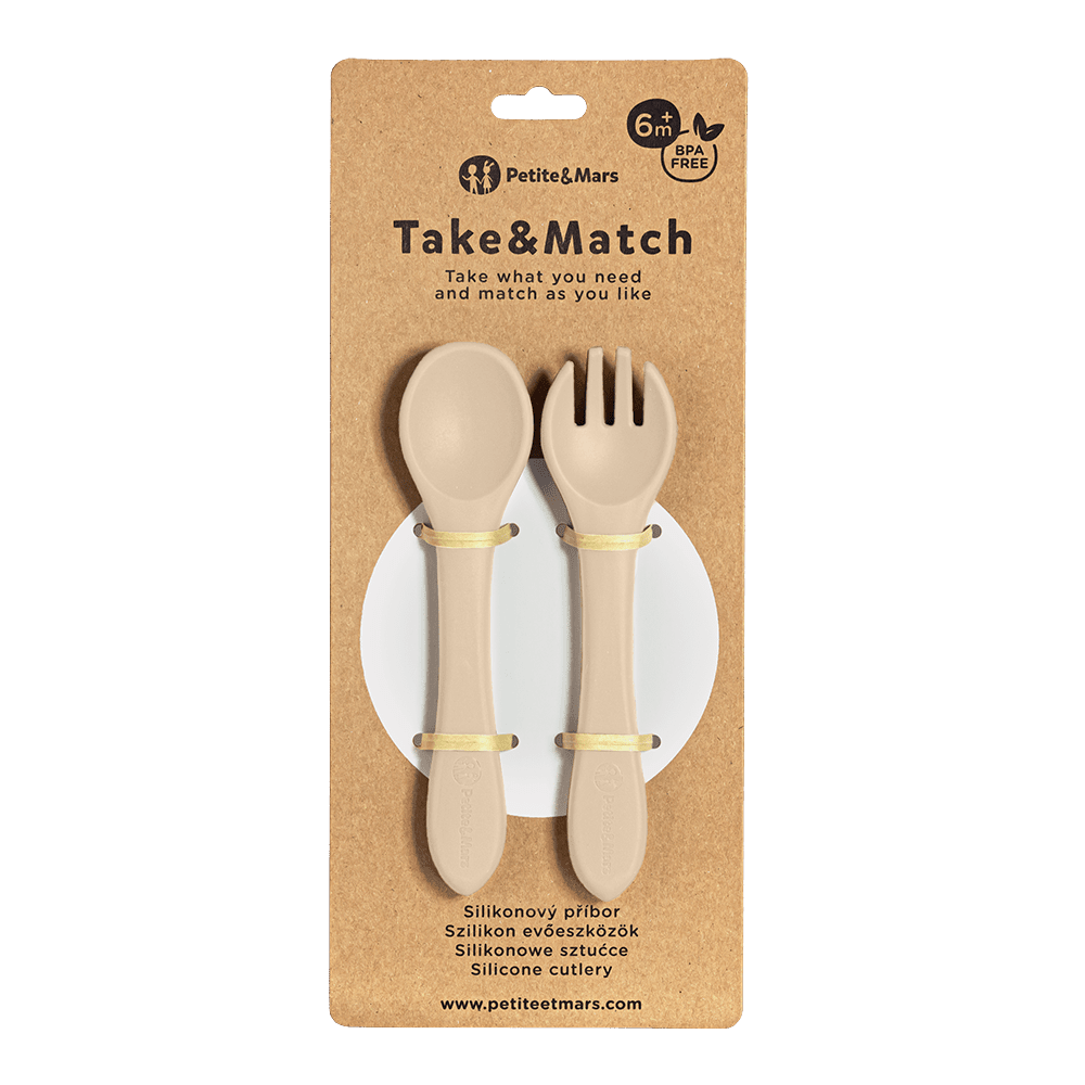 PETITE&MARS Příbor silikonový TAKE&MATCH Desert Sand 6m+