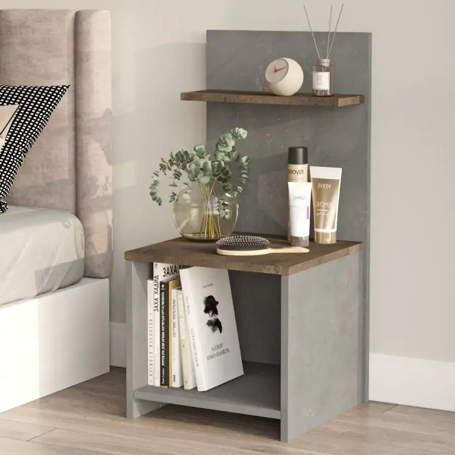 Casarredo Otevřený noční stolek PLUS 1, beton/bronz