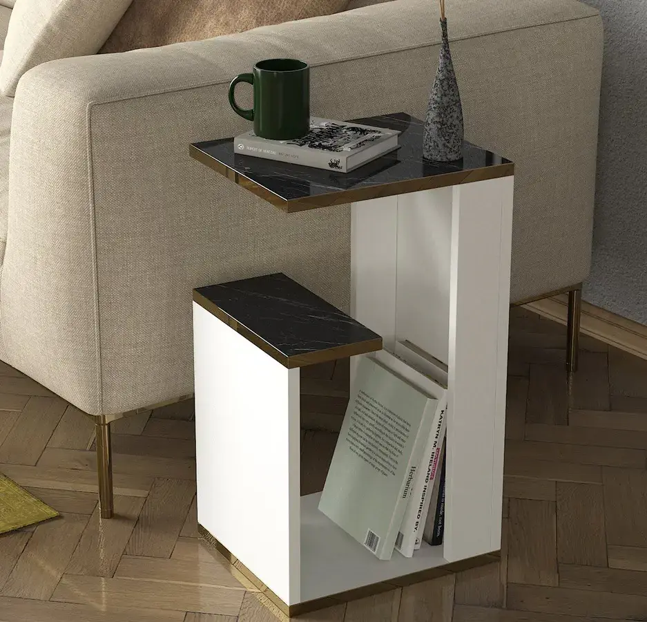 Casarredo Odkládací příruční stolek CAMUS bílá/marble