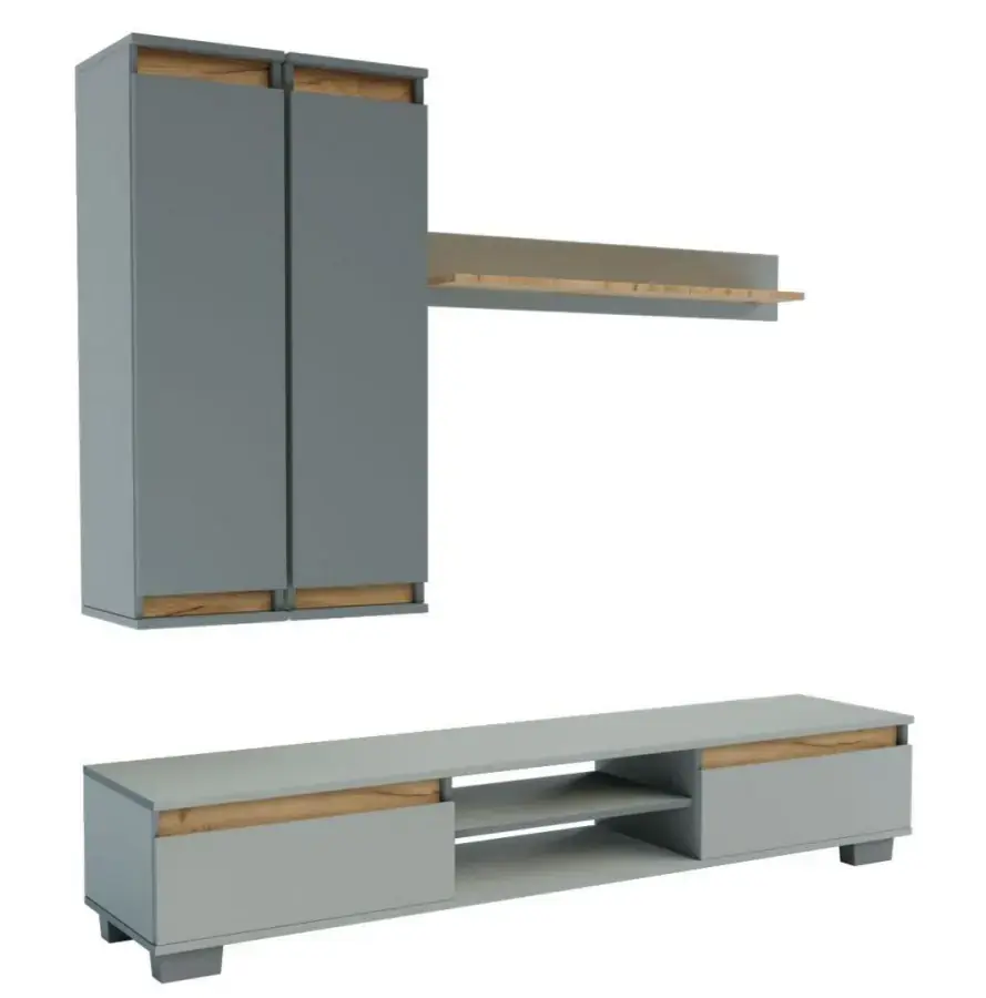 Casarredo Obývací stěna OHIO šedá/dub kraft zlatý