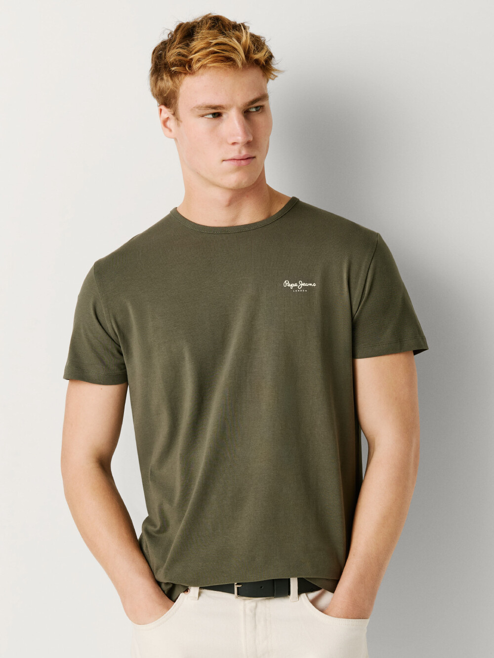 Pepe Jeans pánské khaki tričko PM5010180-728 M