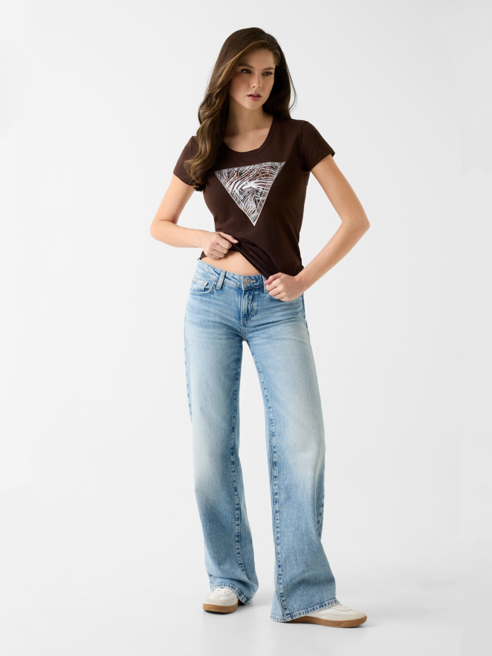 Guess dámské hnědé tričko W6GI19K3042-G1EB XS