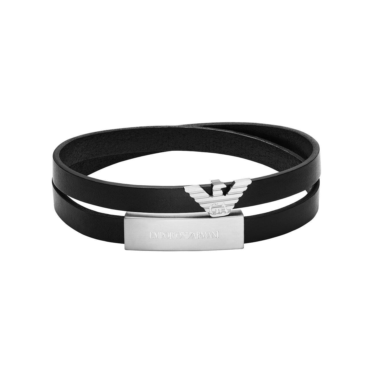 Emporio Armani Dvojitý kožený náramek Eagle Logo EGS3311040