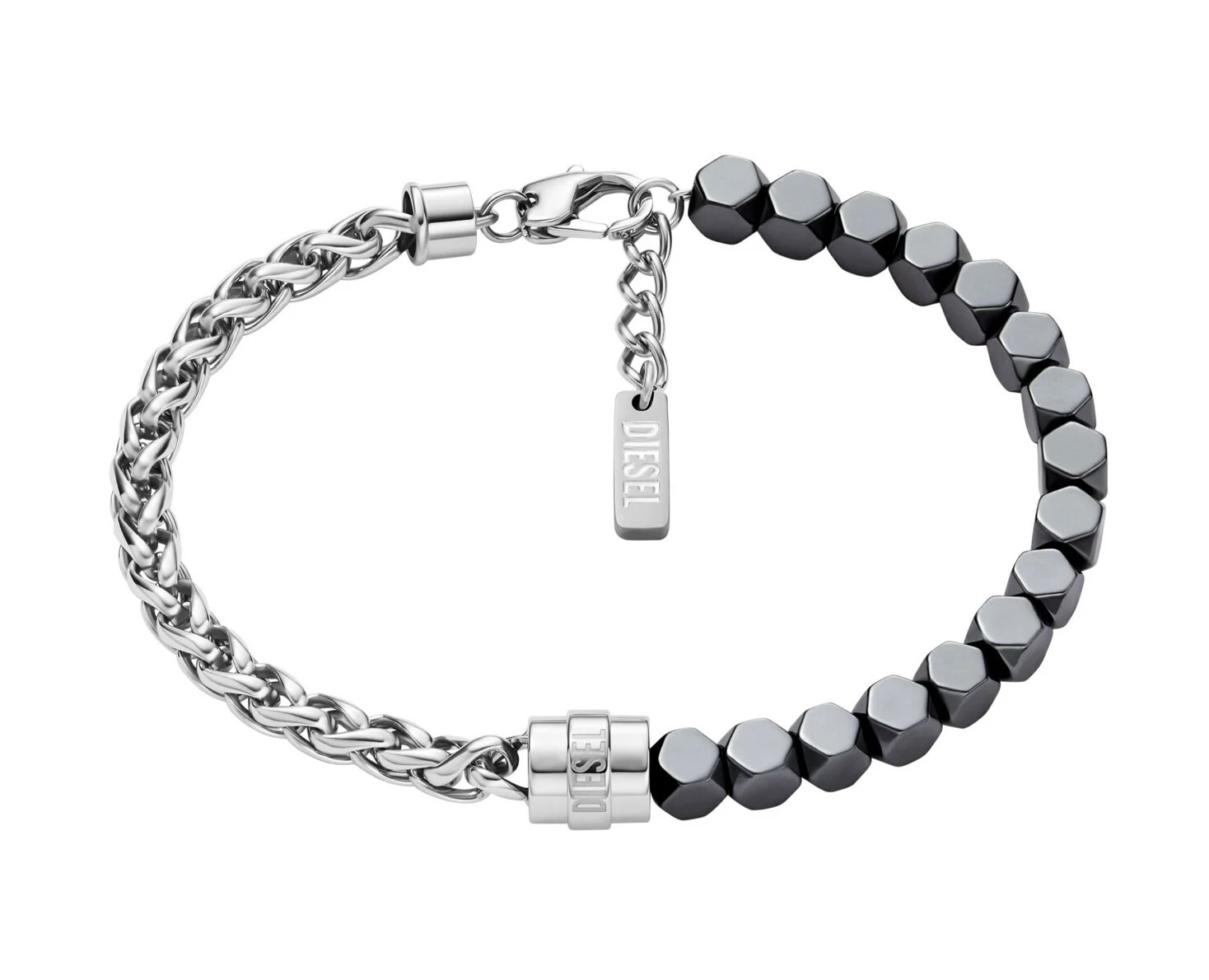 Diesel Módní ocelový náramek s hematitem DX1647931