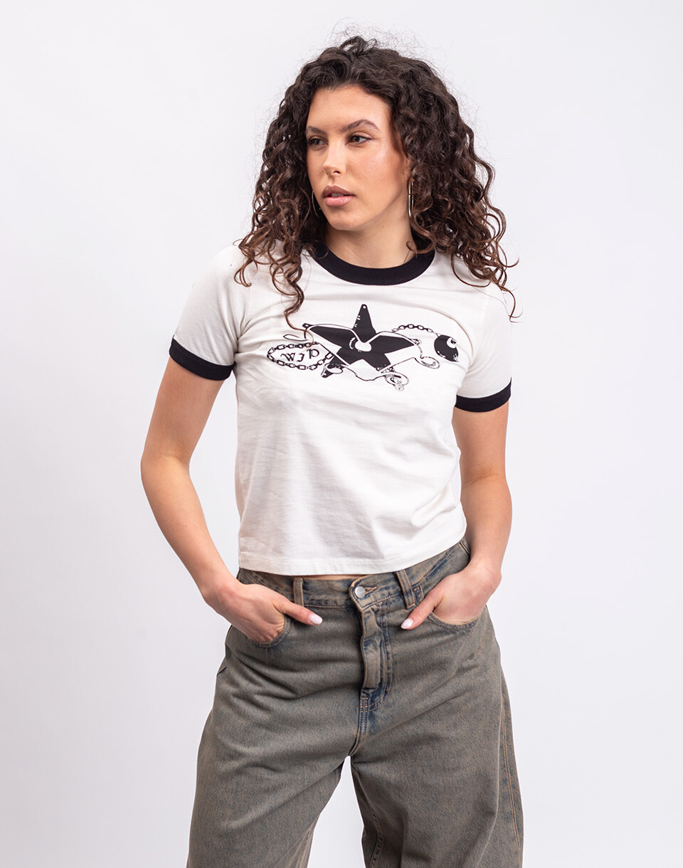 Carhartt WIP W' S/S Outlaw Star Ringer T-Shirt Wax/Black heavy stone wash XS