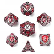 HYMGHO Fighter Solid Metal Polyhedral Dice Set - Gunmetal/Blood