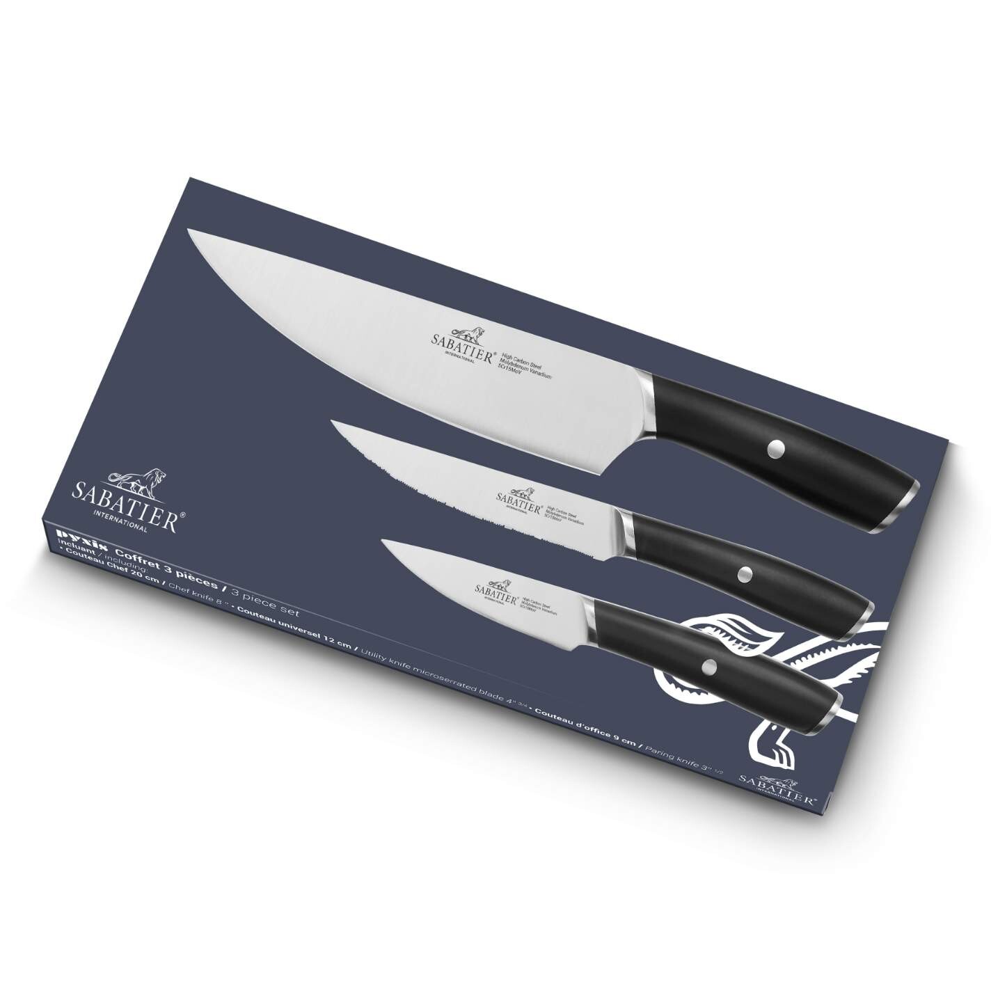 Sada nožů PYXIS INOX, sada 3 ks, nerezové nýty, Lion Sabatier