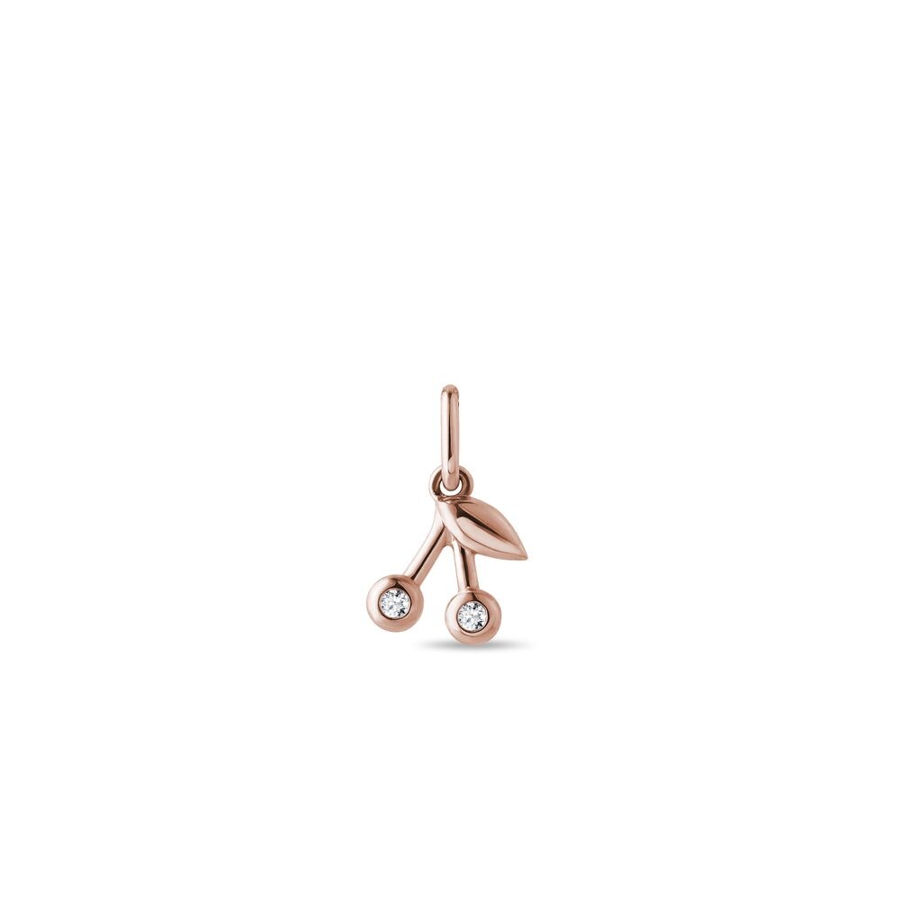 Přívěsek třešně v růžovém 14k zlatě KLENOTA
