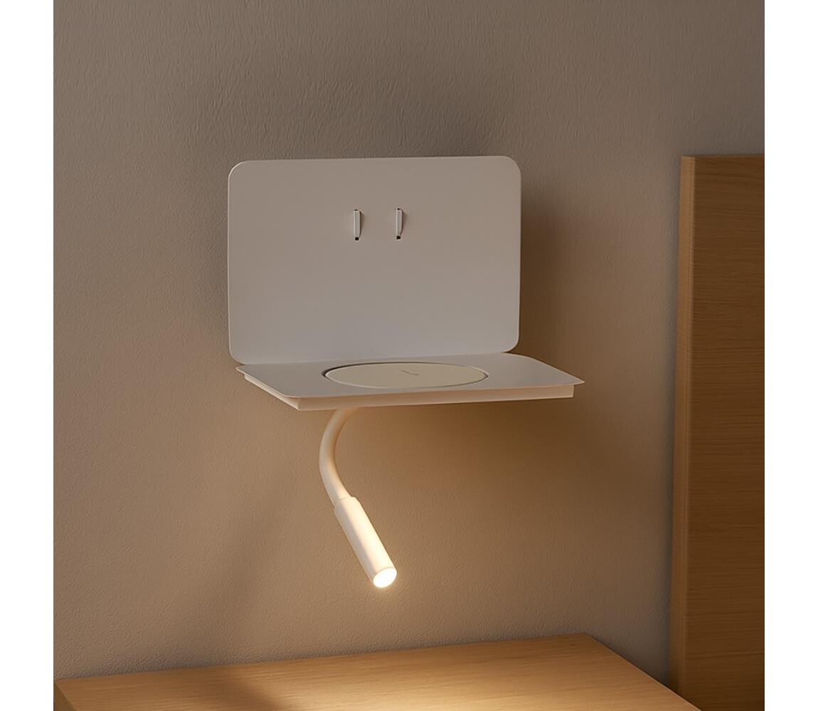 ONLI - LED Flexibilní lampička s policí WIK LED/6,5W/230V + LED/3W bílá 5109/APB