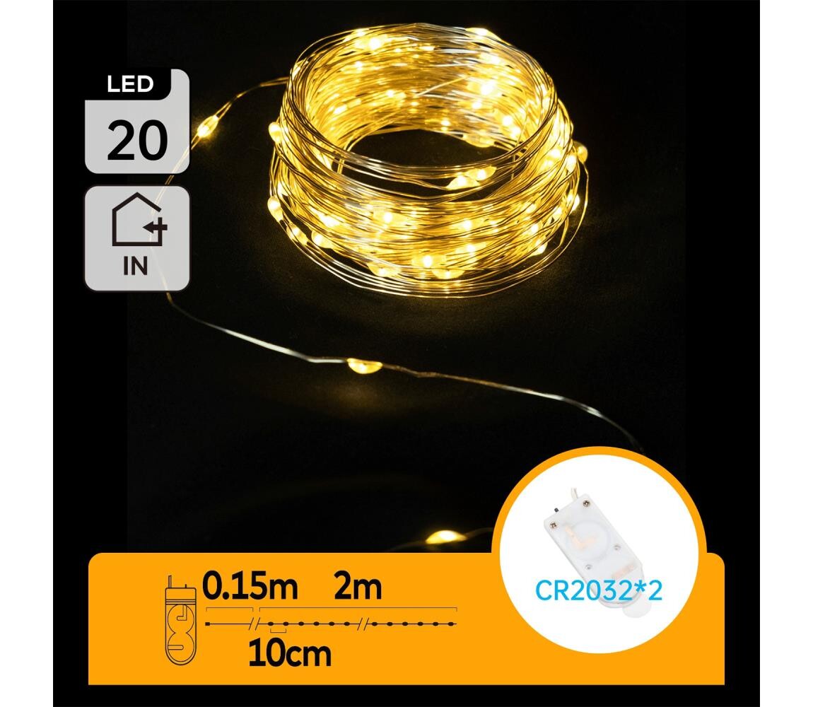 B.V.  - LED  řetěz 20xLED/2x3V 2m teplá bílá B10303K0W
