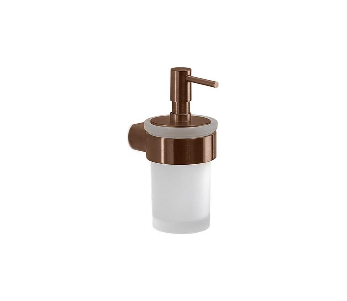 Gedy - Nástěnný dávkovač mýdla PIRENEI 140 ml mléčné sklo/bronzová PI8182