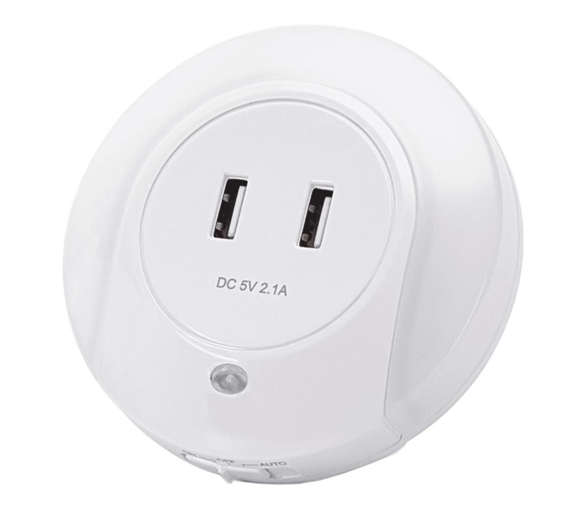 B.V.  - LED Noční svítidlo do zásuvky s USB LED/0,4W/230V B10308BB4
