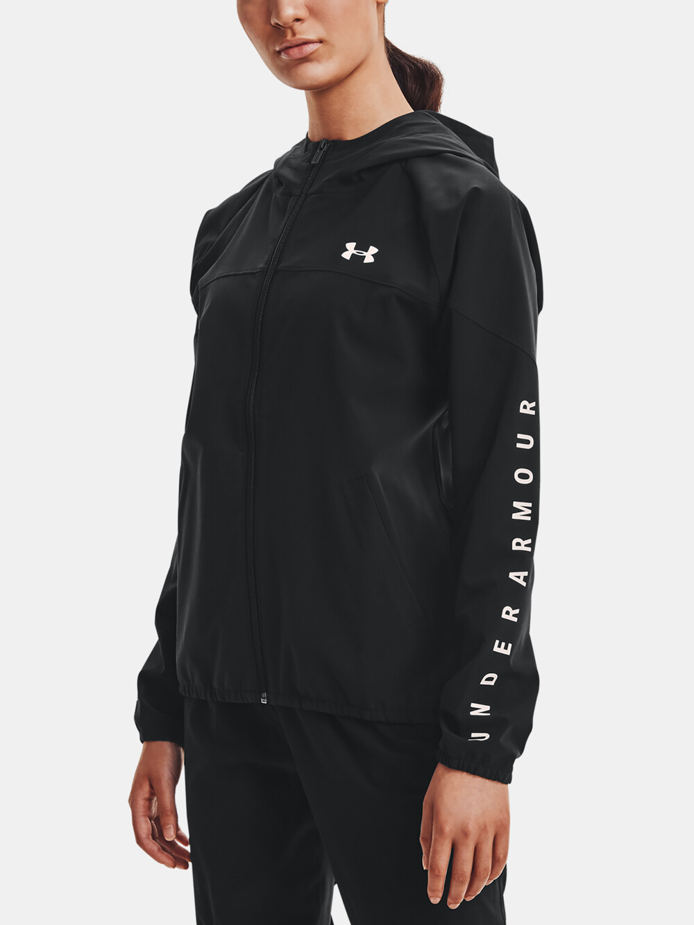 Under Armour Bunda Woven Hooded Jacket-BLK - Dámské
