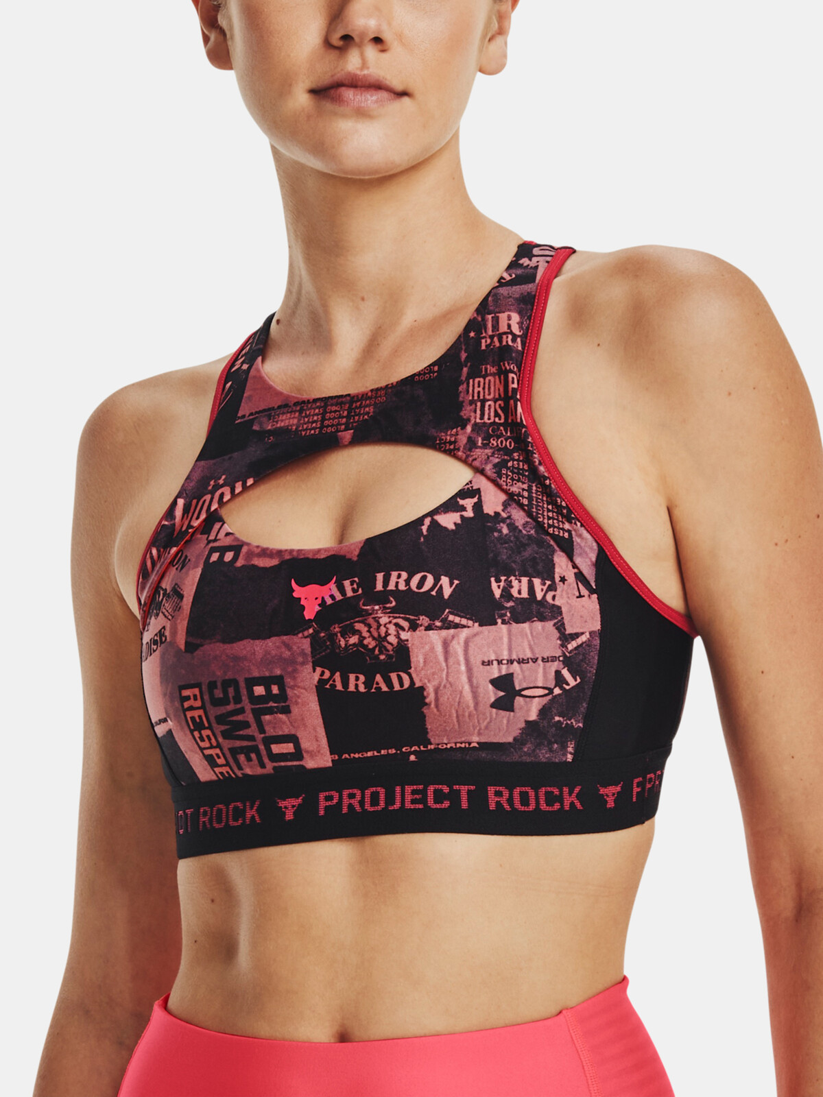 Růžovo-černá sportovní podprsenka Under Armour