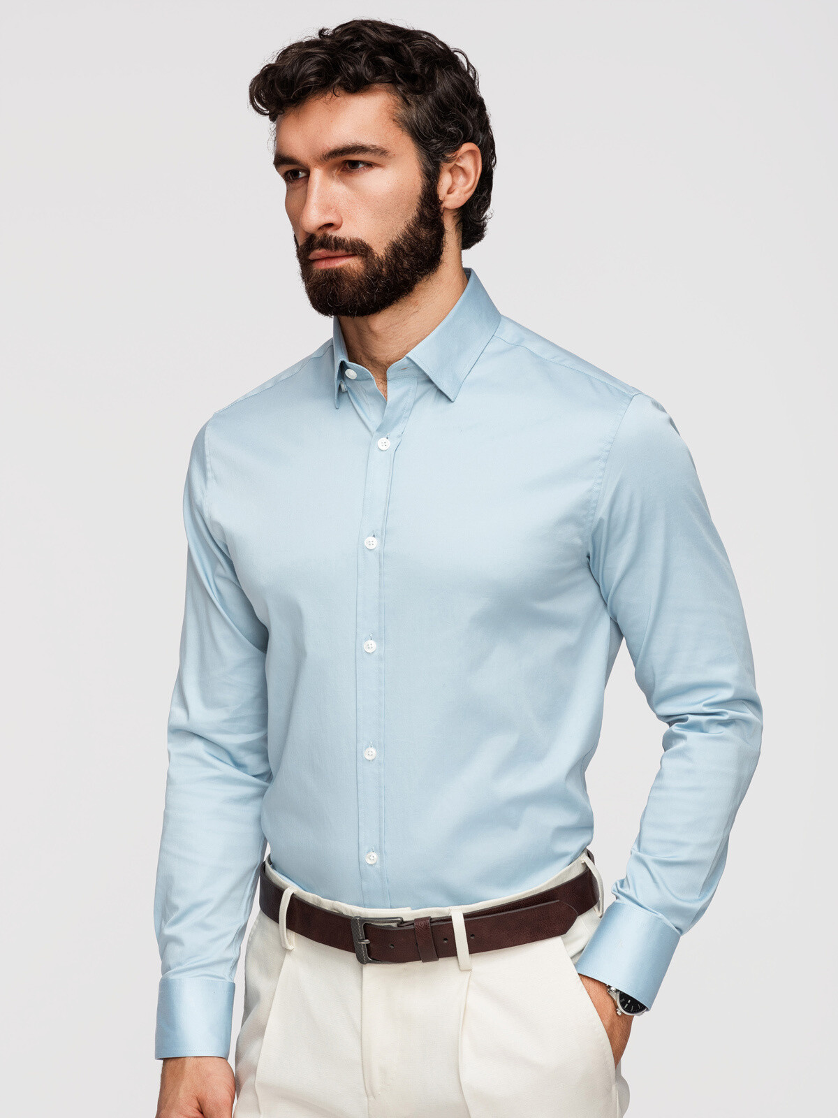 Pánská slim fit košile s hedvábným vzhledem