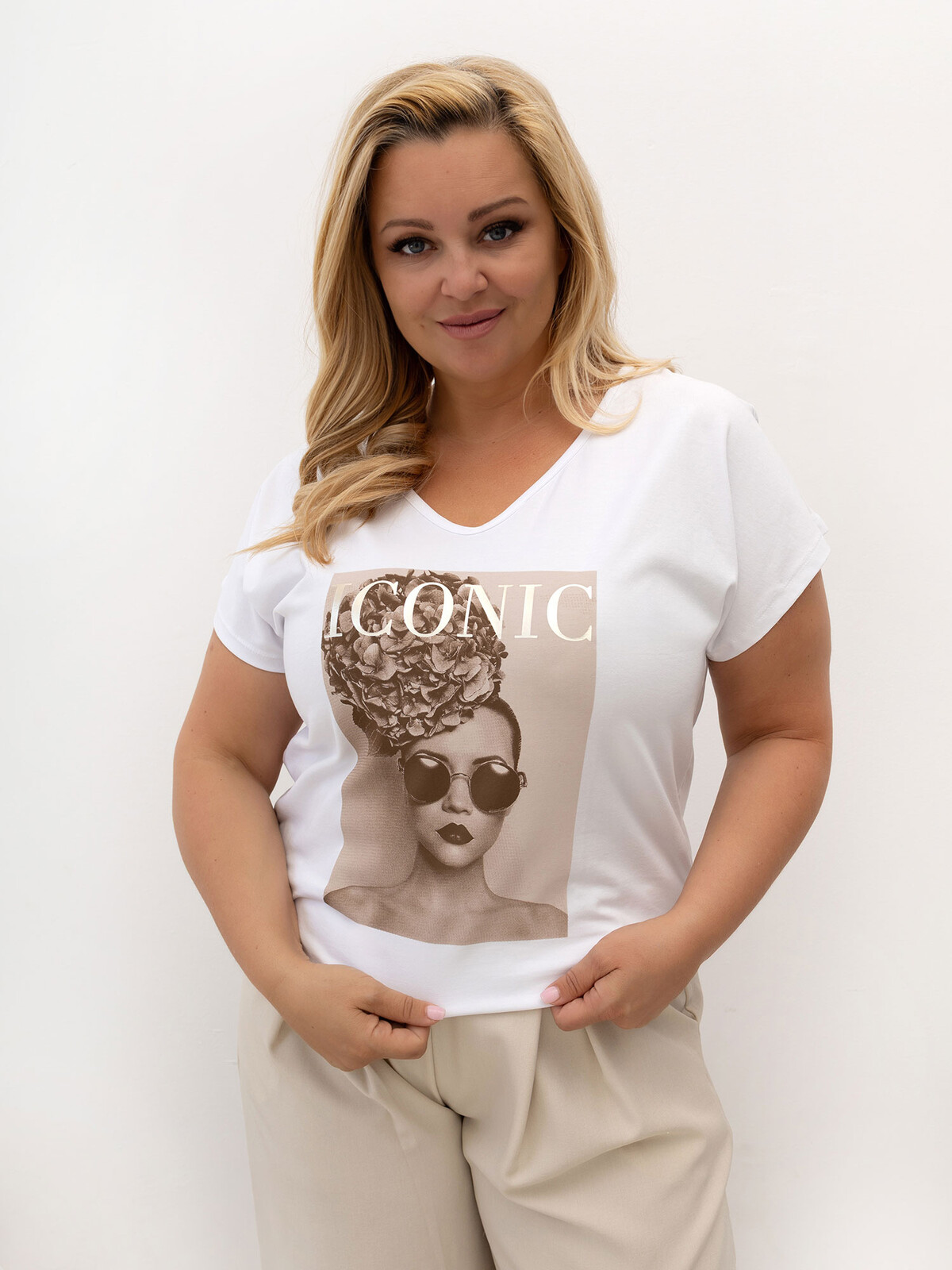 Bavlněné triko plus size s nadrukem