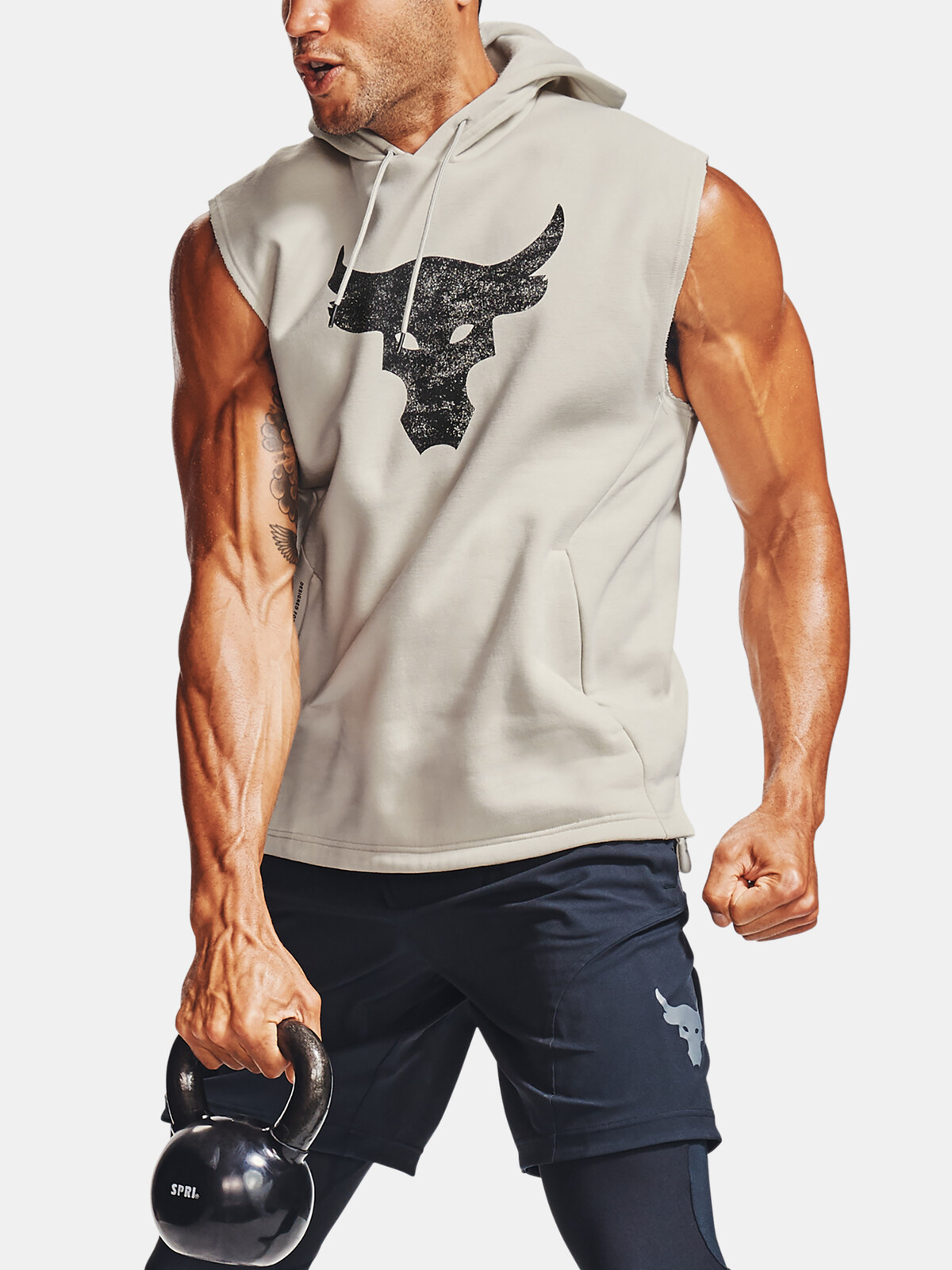 Pánská mikina Under Armour PROJECT ROCK CC SL HOODIE-WHT