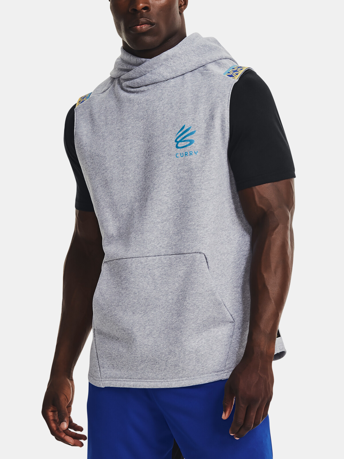 Pánská mikina Under Armour CURRY FLEECE SLVLS HOODY-GRY