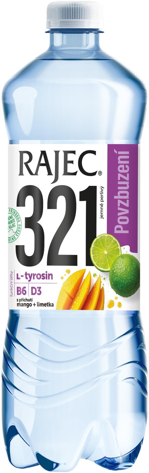 Ochucená voda Rajec 321 - mango, limetka, neperlivá, 8x 0,75 l