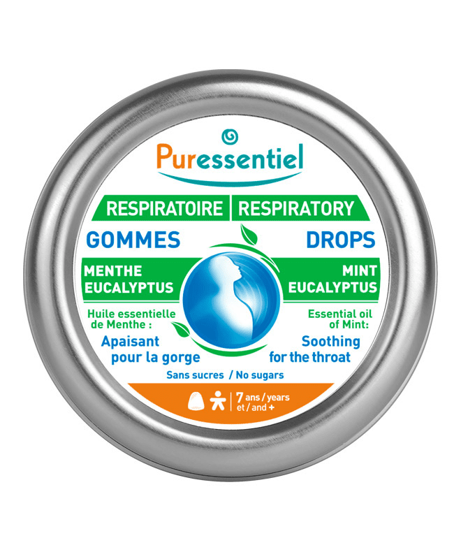 PURESSENTIEL Gumové pastilky s mátou a eukalyptem pro zklidnění krku 45 g