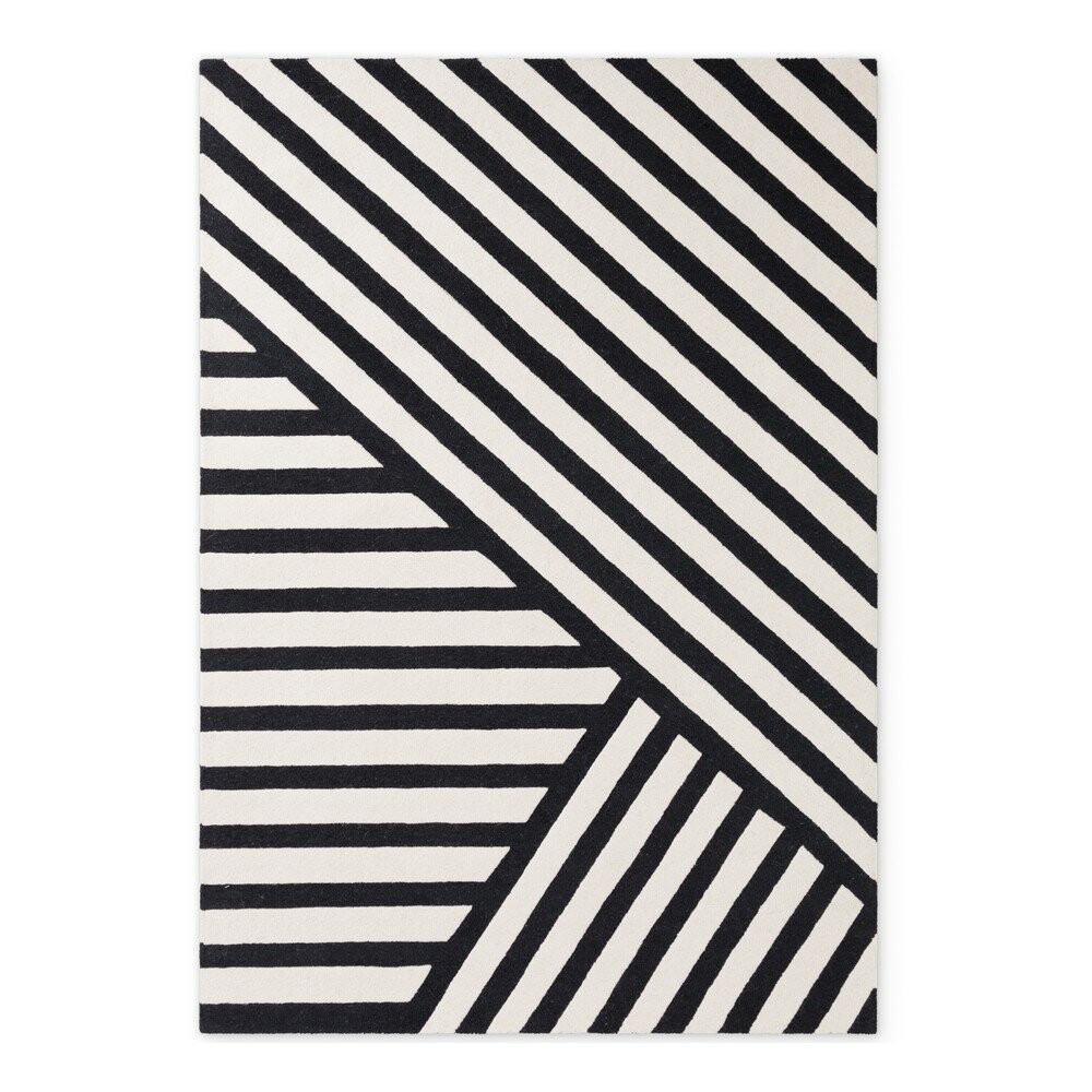 Černobílý ručně tkaný vlněný koberec 120x180 cm Stryve Noir – Elle Decoration