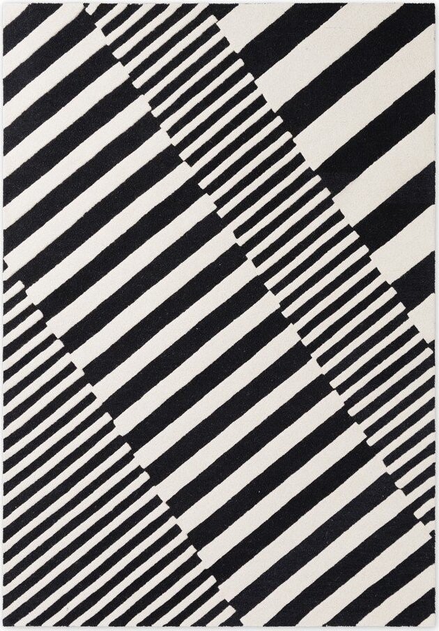 Černobílý ručně tkaný vlněný koberec 200x290 cm Stryve Flux – Elle Decoration
