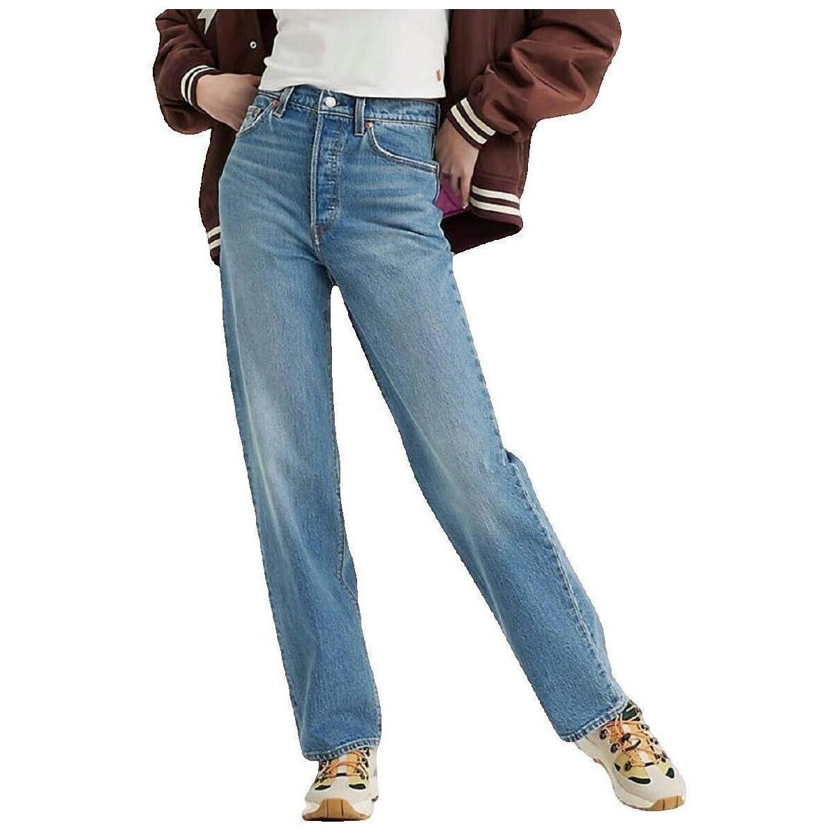 Levis  Jean  Ribcage Full Length  Modrá