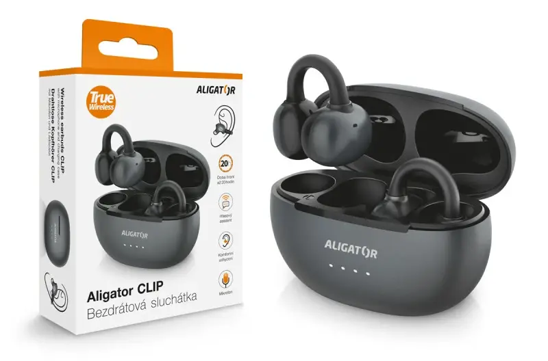 Bluetooth sluchátka ALIGATOR Clip, černá