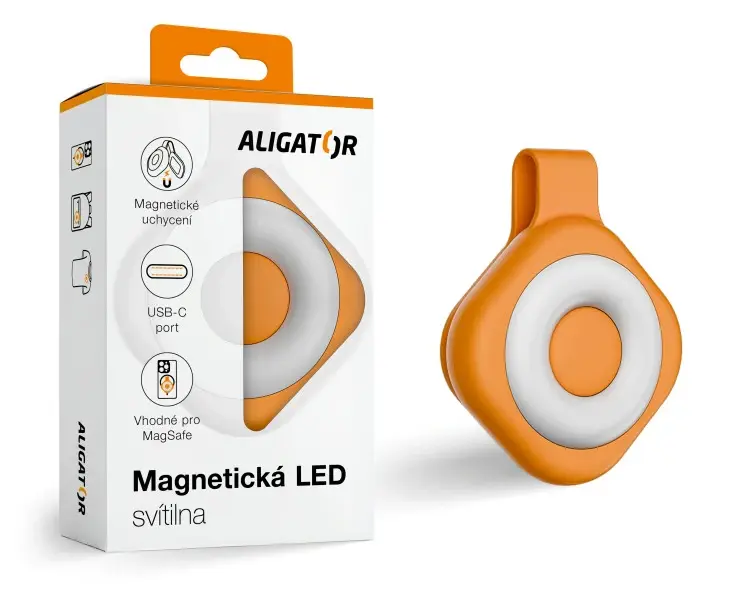 Svítilna LED, magnetická, oranžová