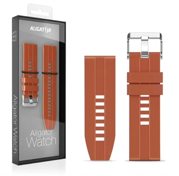 Silikonový řemínek pro Aligator Watch Pro a Aligator Watch Pro X 22mm, cihlová