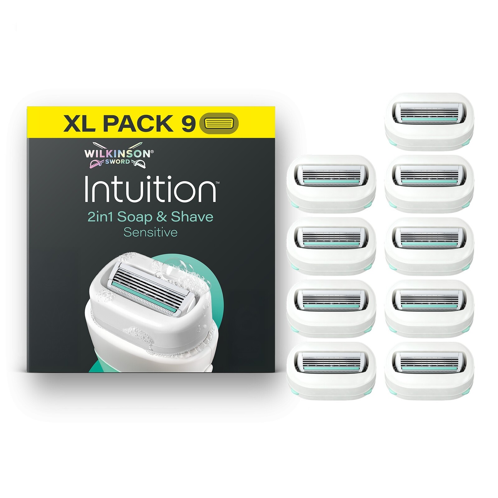 Wilkinson Sword Náhradní hlavice Intuition 2v1 Soap and Shave Sensitive 9 ks