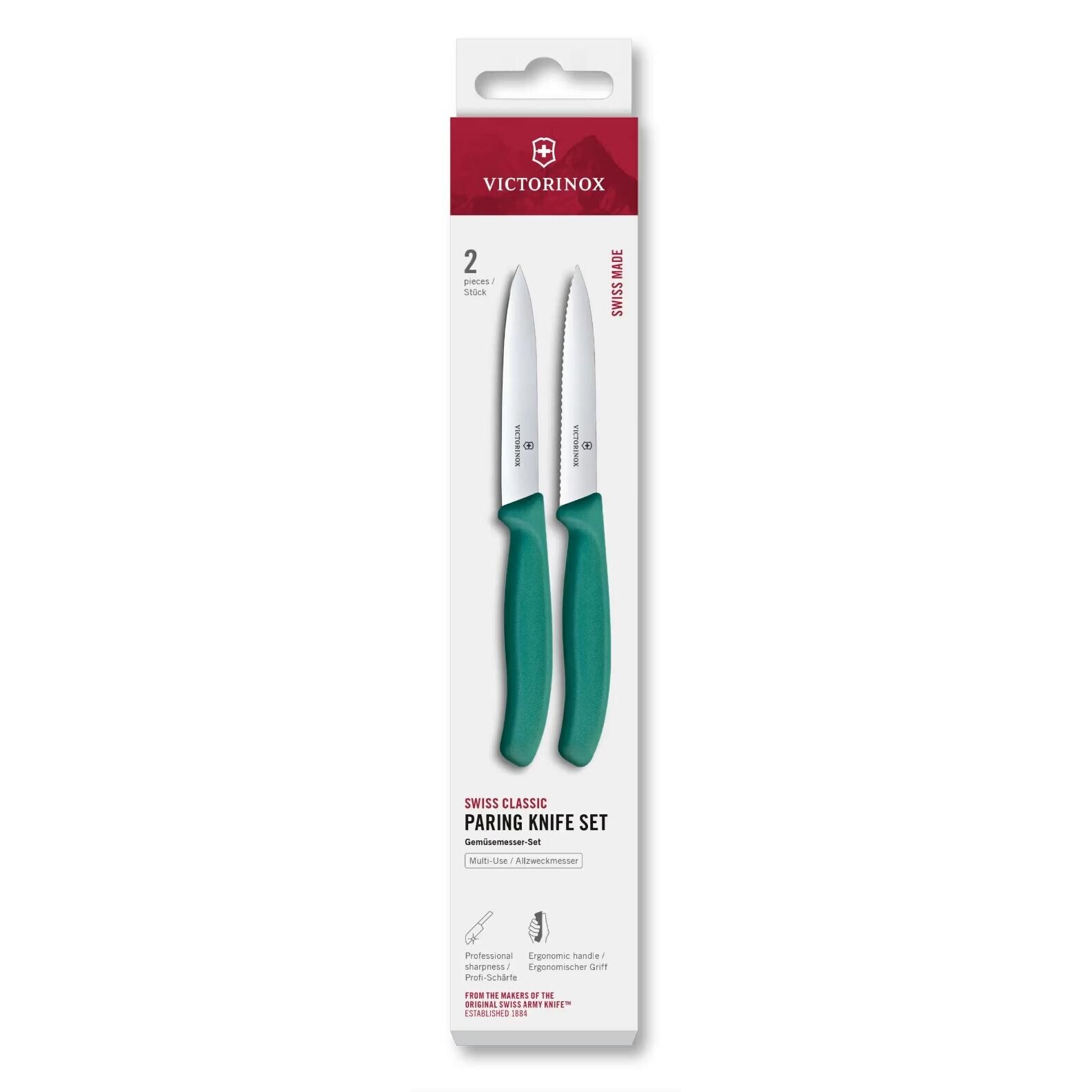 Sada nožů SWISS CLASSIC 10 cm, sada 2 ks, zelená, plast, Victorinox