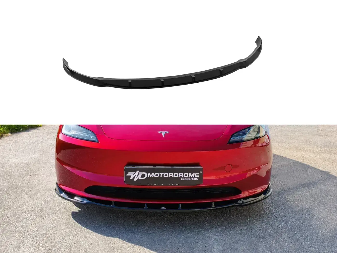 Motordrome Design Spoiler pod přední nárazník Tesla Model 3 Mk1 Project Highland Facelift (2023-)