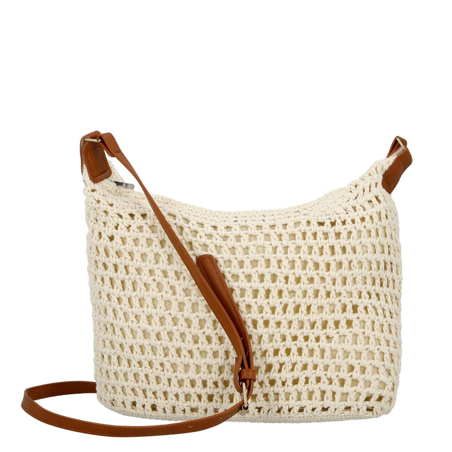 Letní dámská pletená crossbody kabelka Joanna, krémová