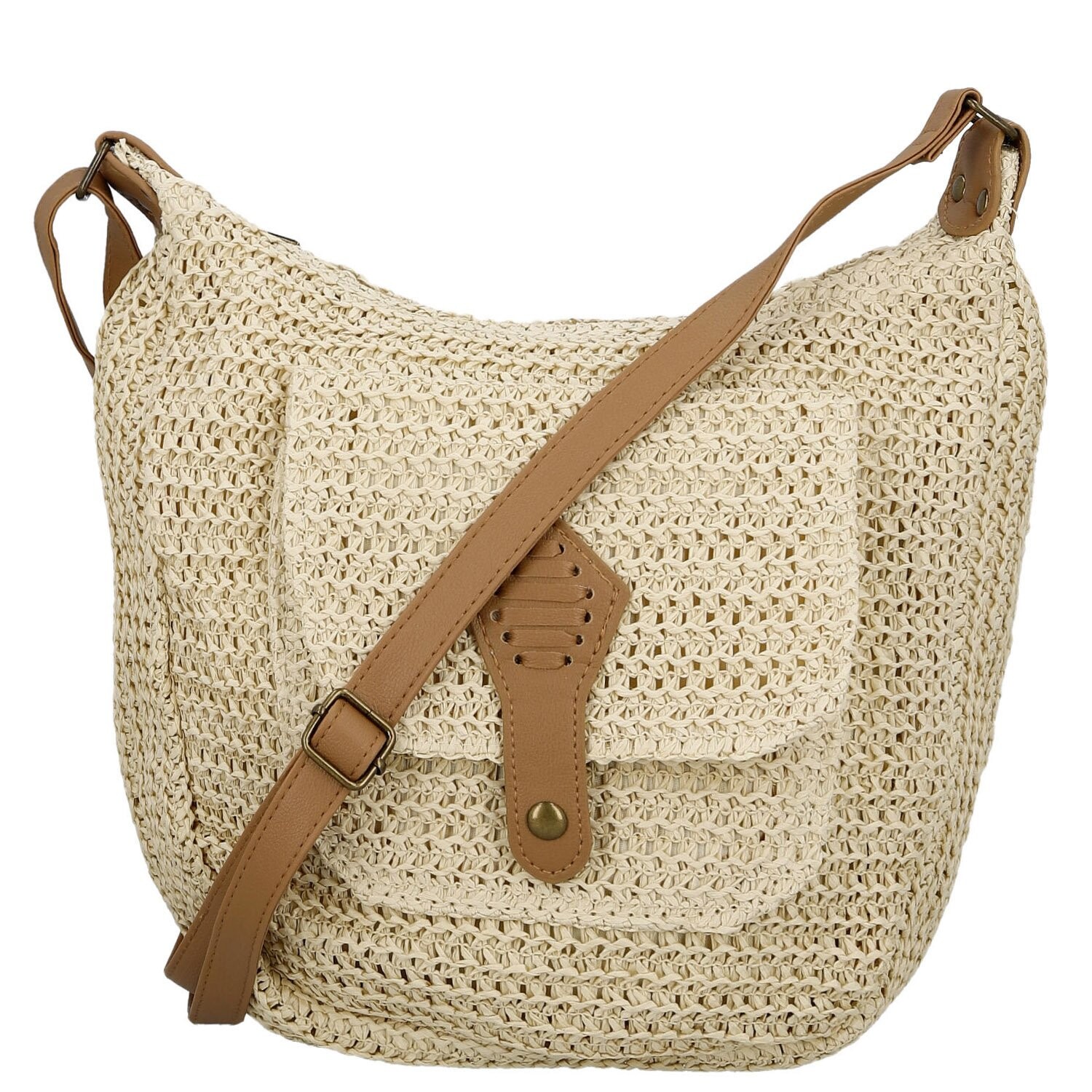 Trendy dámská pletená crossbody kabelka Jalta, krémová