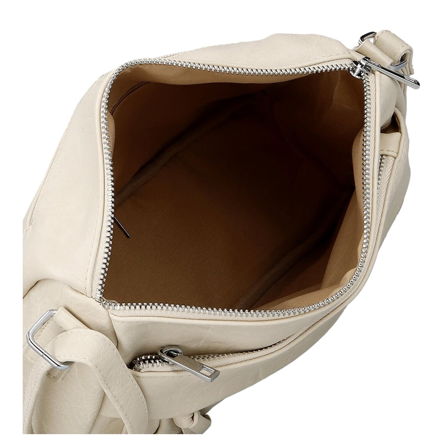 Trendy dámská koženková crossbody kabelka Lenka, béžová