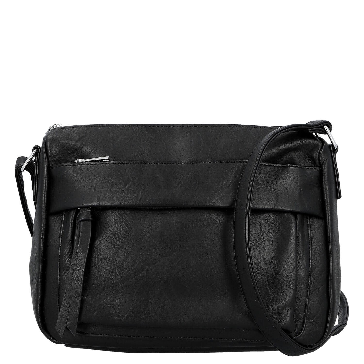 Trendy dámská koženková crossbody kabelka Lenka, černá