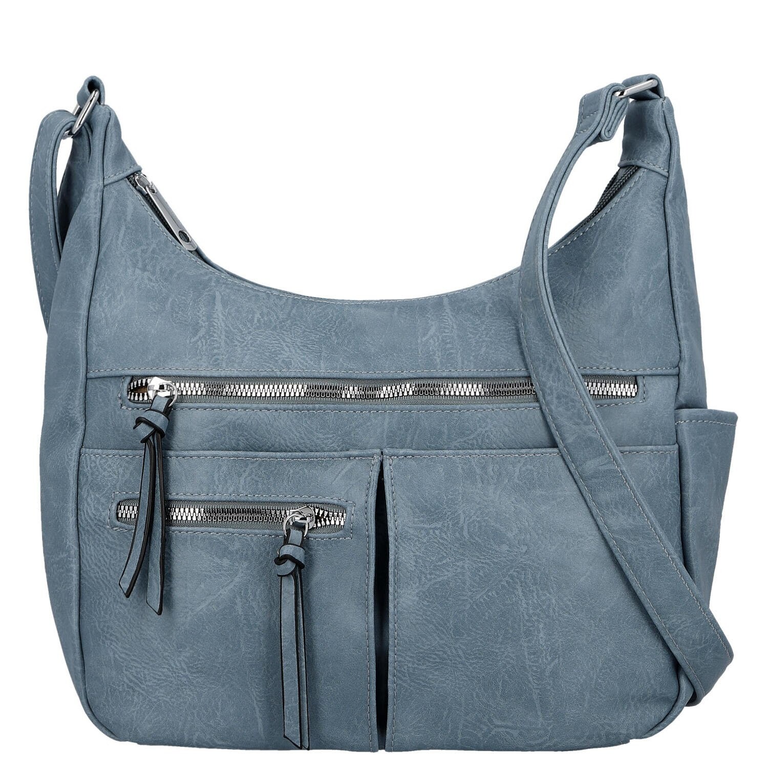 Stylová dámská koženková crossbody kabelka Timea, modrá